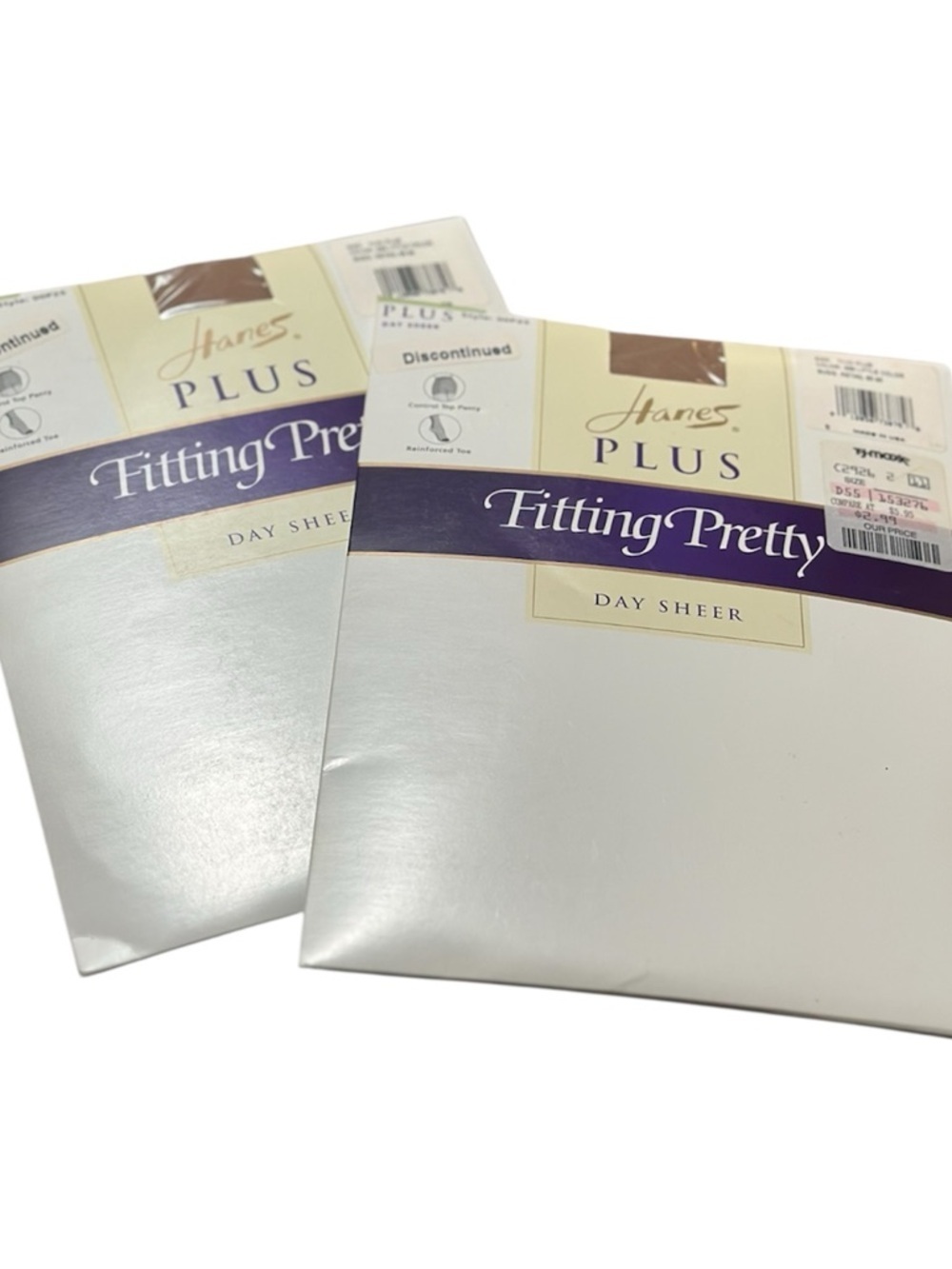 Hanes PLUS Fitting Pretty Day Sheer Pantyhose - White and Purple Packaging